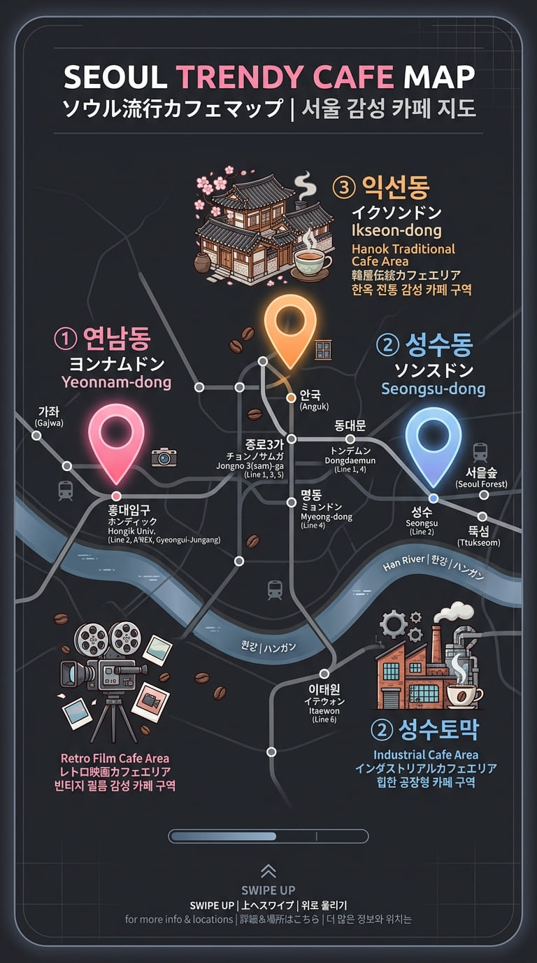 ソウル流行カフェマップ 연남동 성수동 익선동